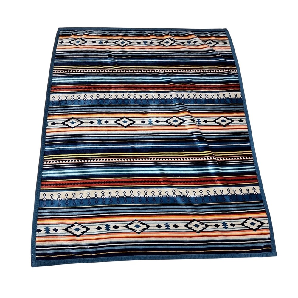 Southwestern Stripe Sherpa Lined Throw Blanket